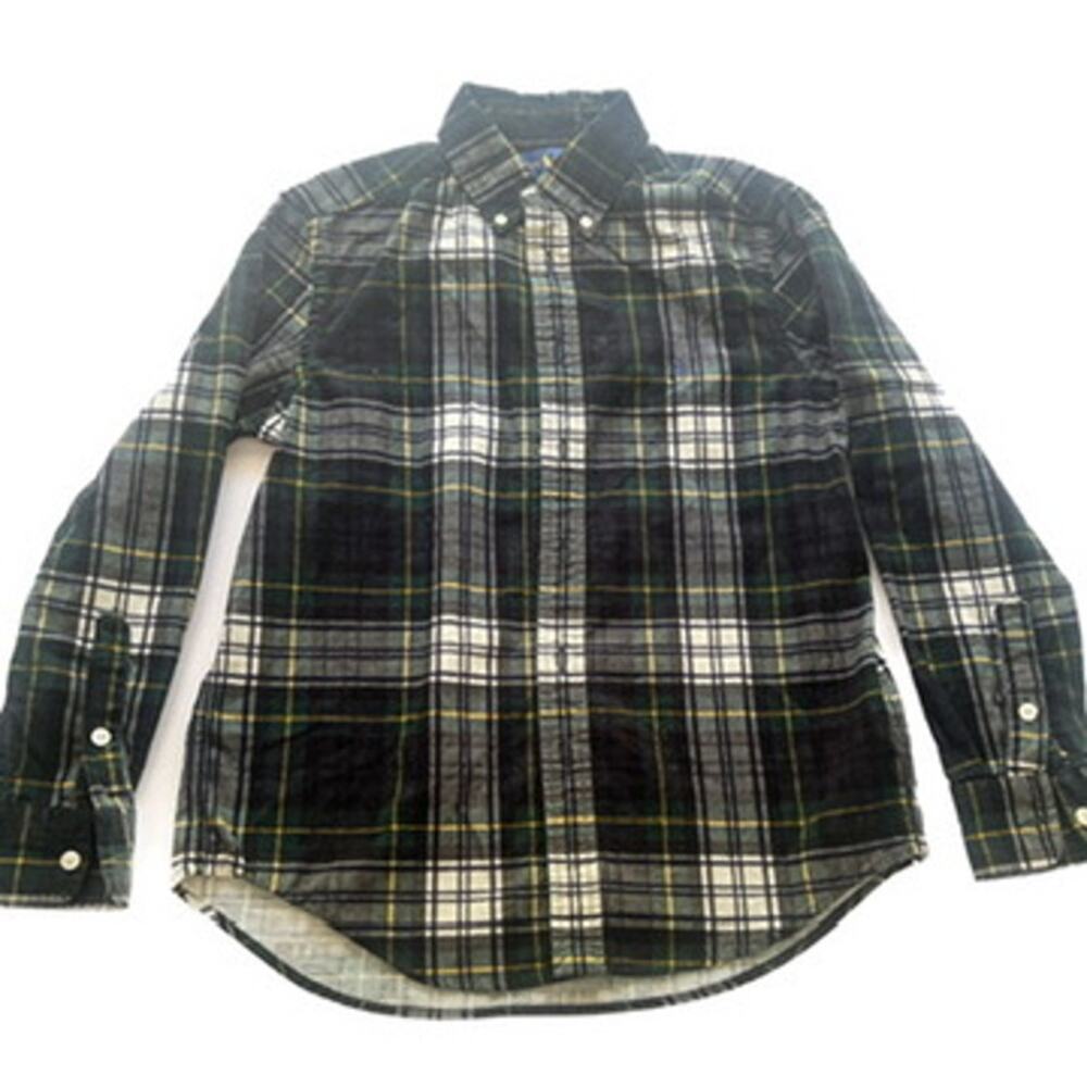 Ralph Lauren Flannel Plaid 100 Cotton Boy's Long Sleeve Button Up Sz 10-12